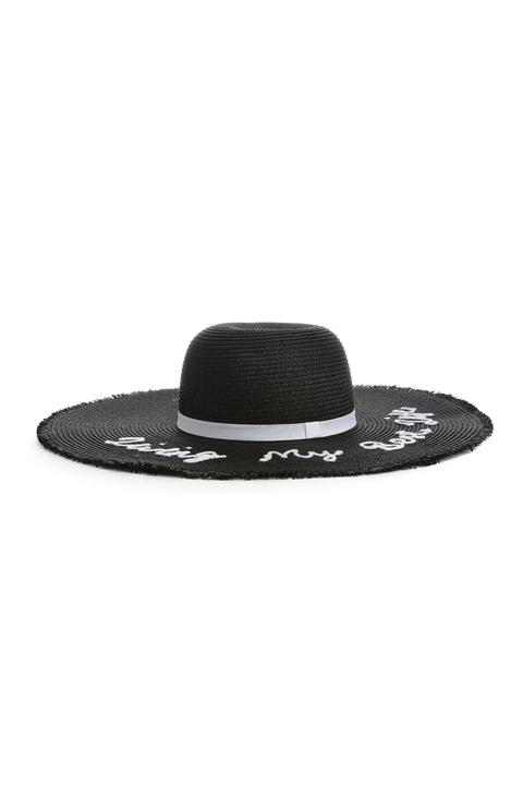 Sombrero De Ala Ancha Negro Con Mensaje