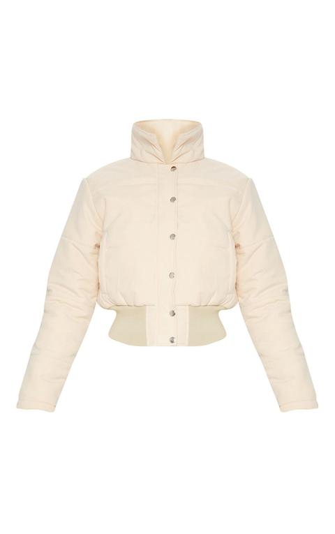 pink peach skin cropped puffer jacket