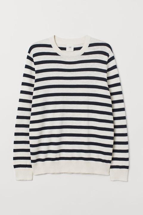 H & M - Pull En Maille Fine - Blanc