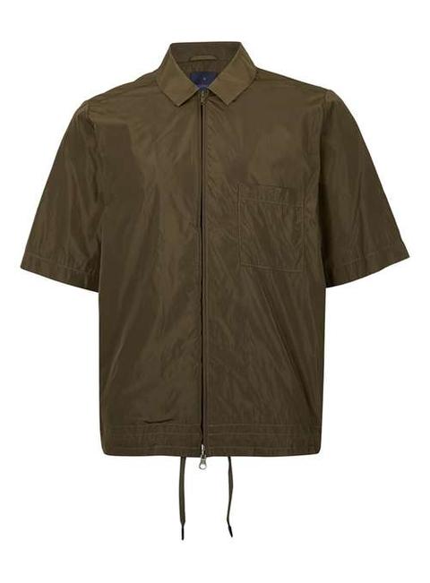 Lux Khaki Zip Through Boxy Short Sleeve Shirt