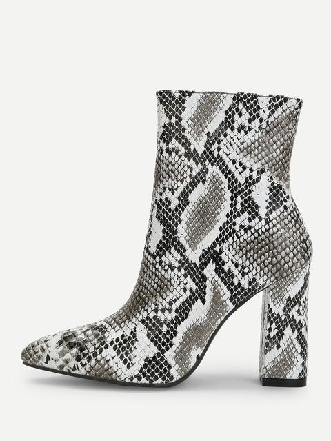 Snakeskin Side Zipper Boots