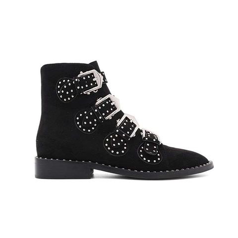 Exclusive - Lewis Studded Buckled Biker Ankle Boots