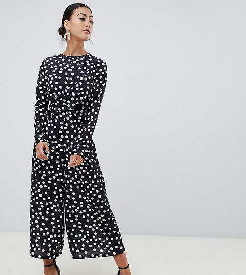 Mono Largo Estilo Culotte Con Diseño De Lunares De Boohoo Petite