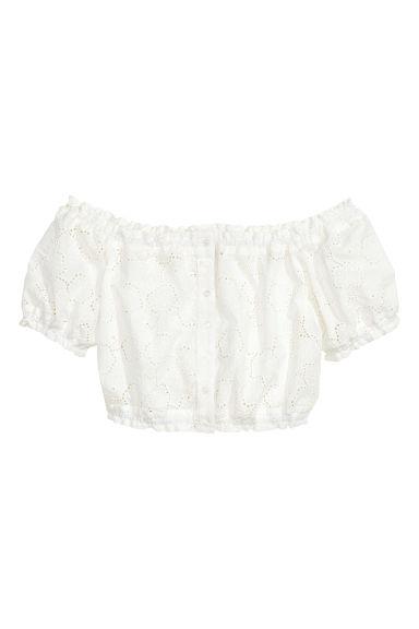 H & M - Top Corto A Spalle Scoperte - Bianco