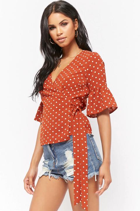 Women's Polka Dot Surplice Top