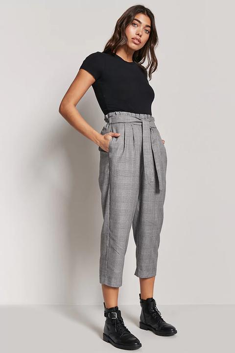 Cropped Glen Paid Paperbag Trousers