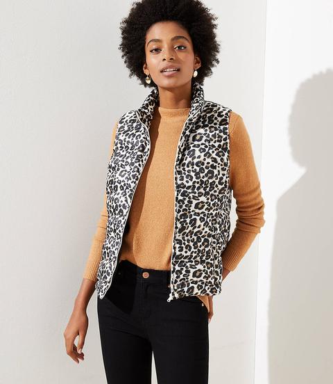 leopard puffer vest