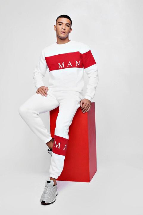 boohooman tracksuit red