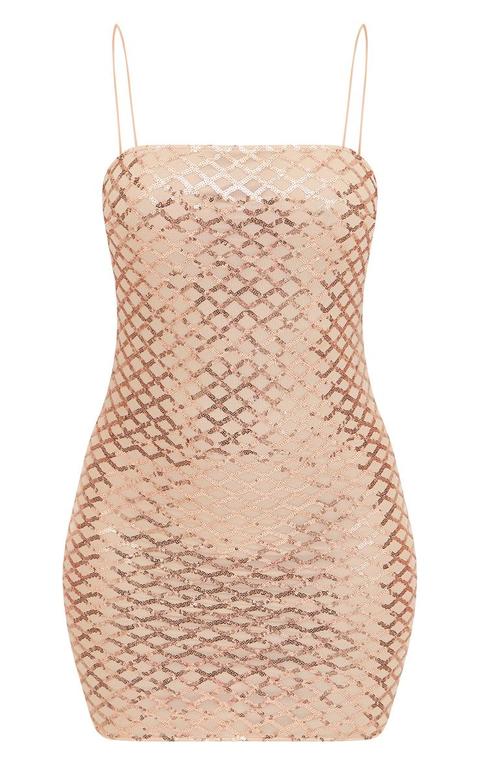 gold strappy sequin dress