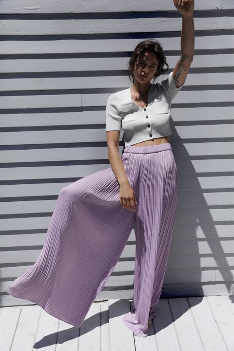 Pleated Palazzo Trousers Trf