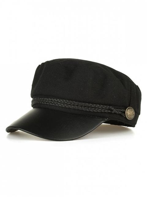 Sombrero Militar De Cuero Trenzado Pu Gray Black