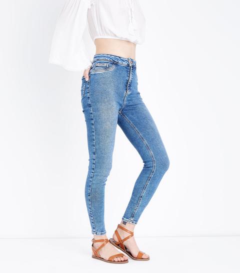 Blue High Waist Super Skinny Hallie Jeans New Look
