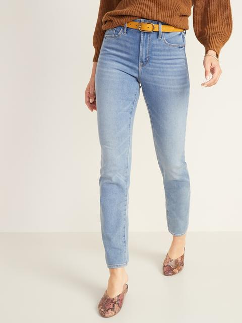 High-waisted Power Slim Straight Jeans 