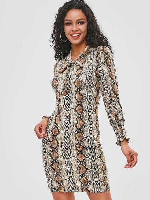 Vestito Annodato A Fiocco Con Motivo In Pelle Di Serpente Multi