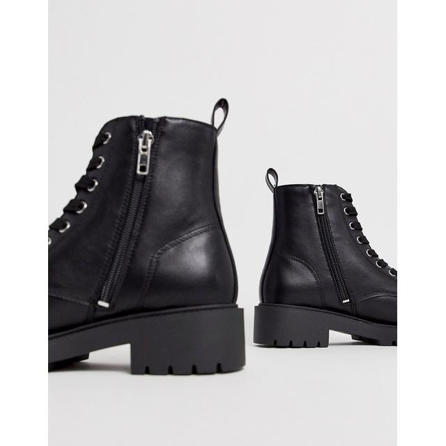 new look lace up flat boot