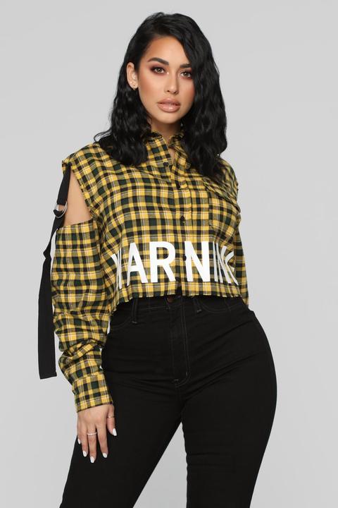 Danger Zone Plaid Top - Yellow/combo