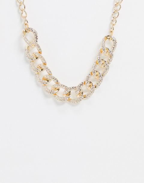 Glamorous Rhinestone Curb Chain Gold Necklace