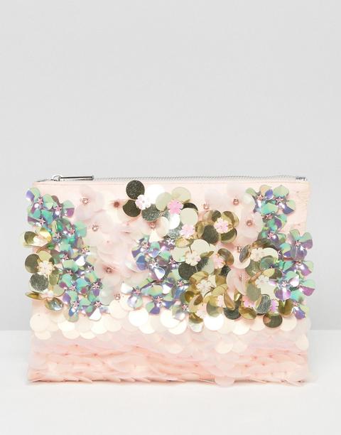 Asos - Mermaid - Pochette Decorata Con Zip - Rosa
