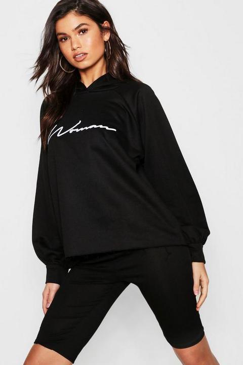 Oversized Slogan Woman Sweat Hoody