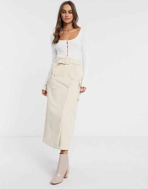 Cárdigan De Punto Fino Con Cuello Ancho De Asos Design-blanco