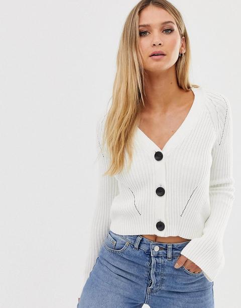 Cárdigan Corto Estilo Boyfriend De Canalé De Asos Design-blanco