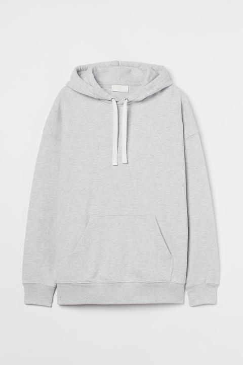 Sudadera De Algodón Oversized Fit Con Capucha - Gris