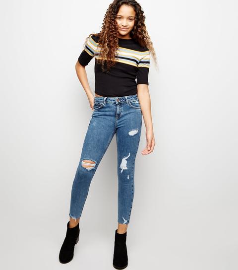 Pale Blue Ripped Skinny Jeans New Look
