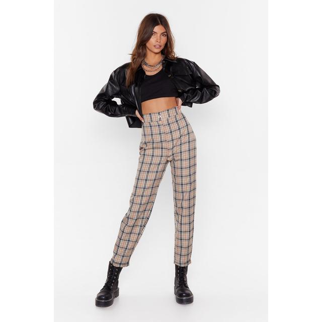 womens checked tapered trousers