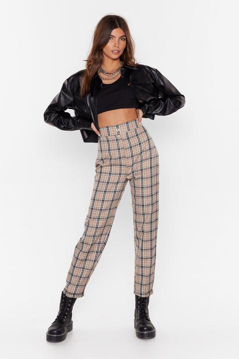 check tapered trousers women's