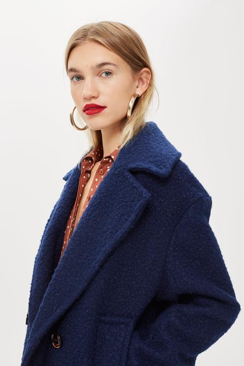 Topshop navy 2025 boucle coat