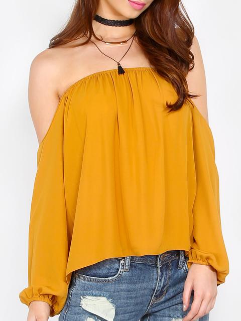 Yellow Off The Shoulder Long Sleeve Blouse