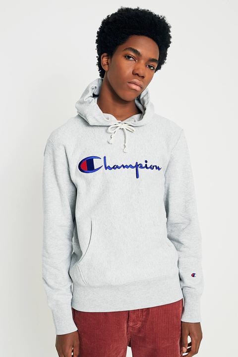 Champion Grey Script Hoodie - Mens S