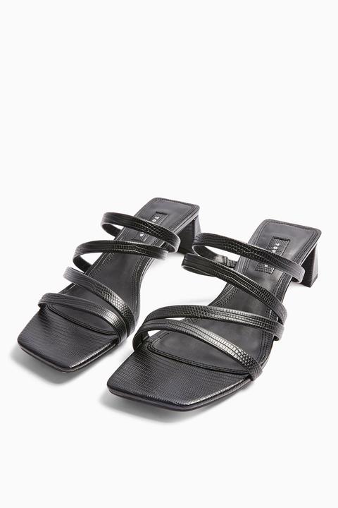 Womens Dixie Black Strap Mules - Black, Black