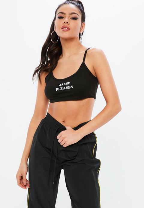 Madison Beer X Missguided Black As She Pleases Super Crop Bralet, Black