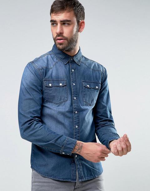 Dead Vintage - Camicia Western Di Jeans - Blu