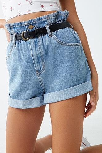 paperbag jean shorts