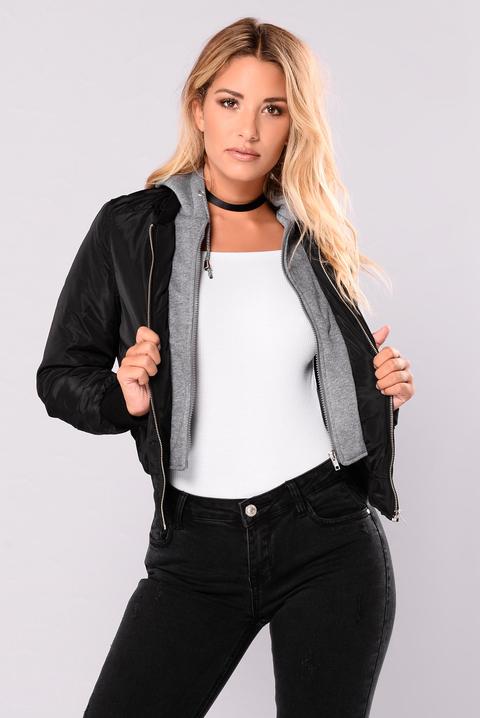 Tamara Hooded Bomber - Black