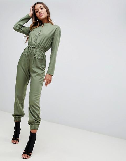 pretty little thing khaki jumpsuit