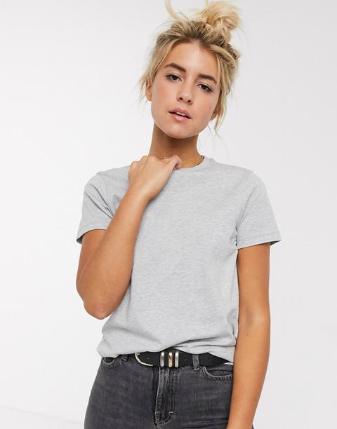 Asos Design Ultimate Organic Cotton Crew Neck T-shirt In Grey Marl