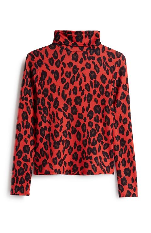 Red Animal Roll Neck