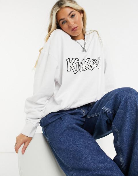 Kickers Oversized Sweatshirt With Front Logo-white