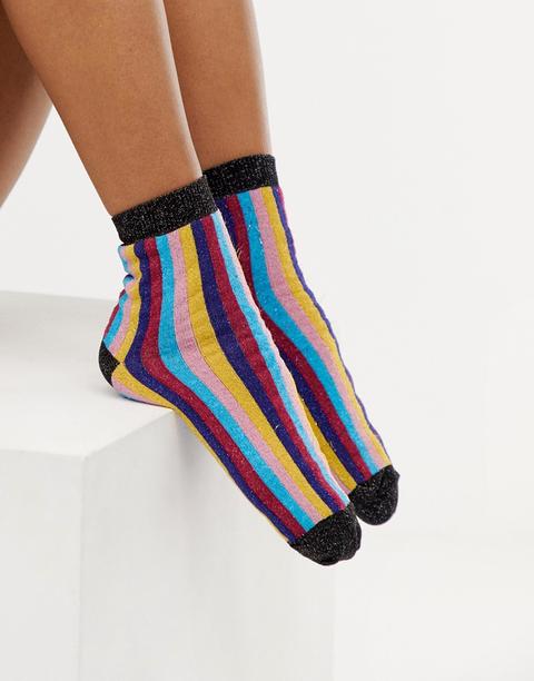 Asos Design Glitter Mix Stripe Socks