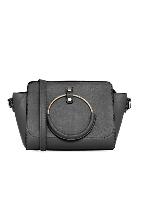 Bolso Cruzado Negro Con Asa De Anilla