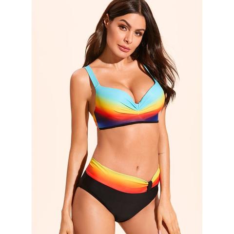 Bikini E Costumi Da Bagno Bikini Dello Spandex Nylon All'americana Blocchi Di Colore