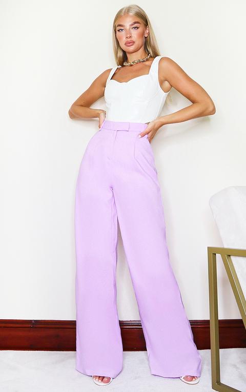 Lilac Woven Tailored Wide Leg Trousers