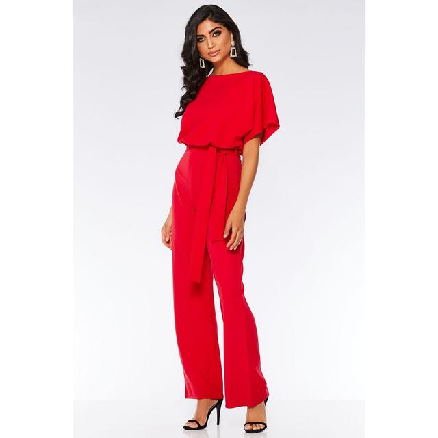 quiz batwing belted jumpsuit