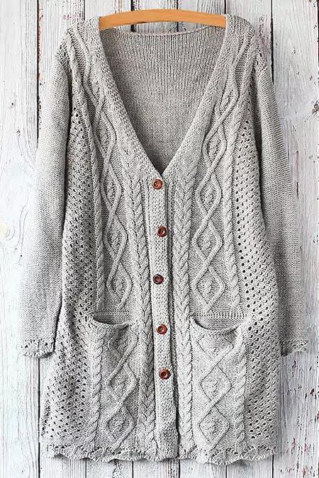 Cable Knit Single-breasted Cardigan