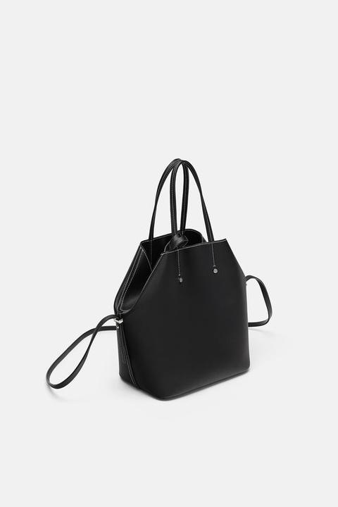 zara tote bag with topstitching