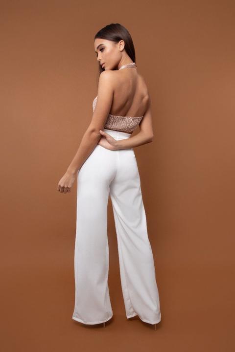 Koko Metallic Halterneck Crop - Rose Gold (sale)