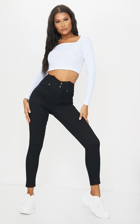 Jean Disco Noir À Taille Très Haute, Noir